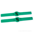 Novelty Chunky Flexible Green Silicone Slap Bracelet Rubber Watch Straps With Embossed Log